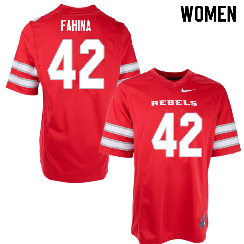 Women #42 Naki Fahina UNLV Rebels College Football Jerseys Sale-Red - Click Image to Close